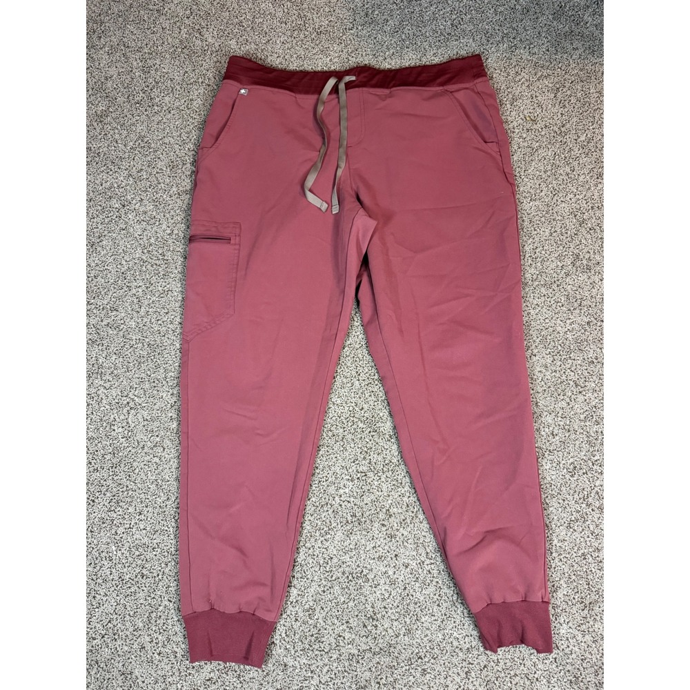 FIGS Zamora Jogger Scrub Pants Womens XL Rose Clay Pink Yoga Waistband Cargo
